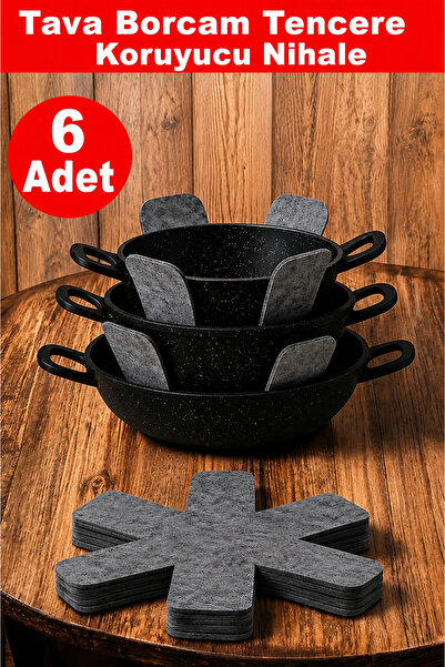 WOOLY LIFE Tencere Tava Borcam Tabak cam koruyucu çizdirmez keçe 30x30 6 lı set