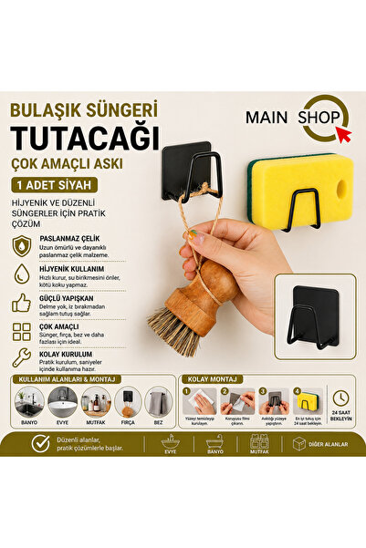 MAİN SHOP 1 buc. Suport pentru burete pentru robinet negru Suport pentru bure...