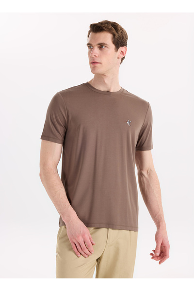 Fabrika Bisiklet Yaka Düz Haki Erkek T-Shirt F6SM-TST 2132
