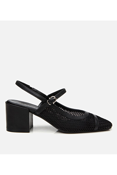 Hotiç Schwarze Mesh-Schuhe mit offenem Rücken und Absatz für Damen