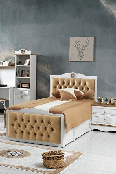 Palmera Luna Kapitone Başlıklı Karyola 100x200 , 120x200- Cappuccino - Yavrul...