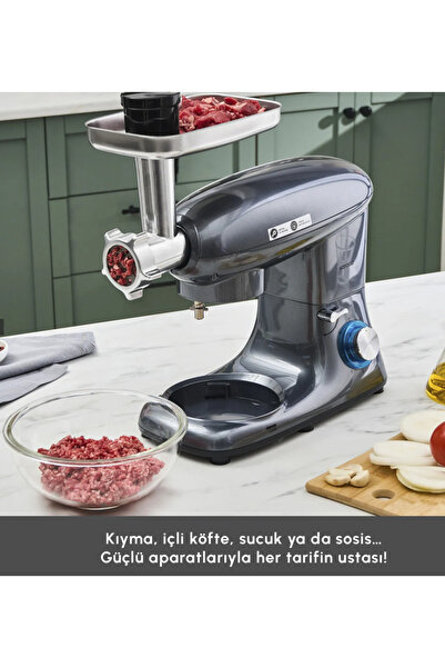 Karaca hamur yap, Kıyma çek 5,5 Lt Sucuk-Sosis/İçli Köfte Aparatlı Mutfak Şef...