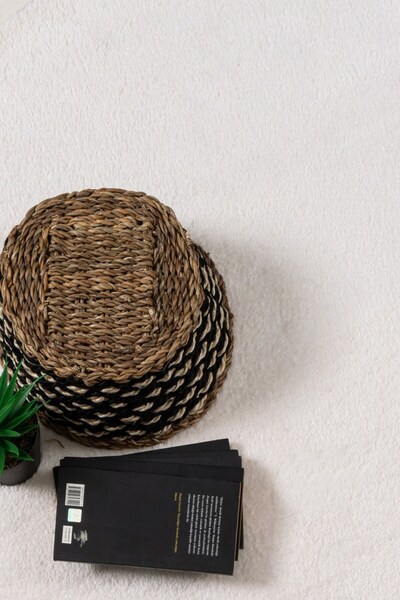 Valery Home Vl Yuvarlak Comfort Düz Saçaklı Peluş Ekru
