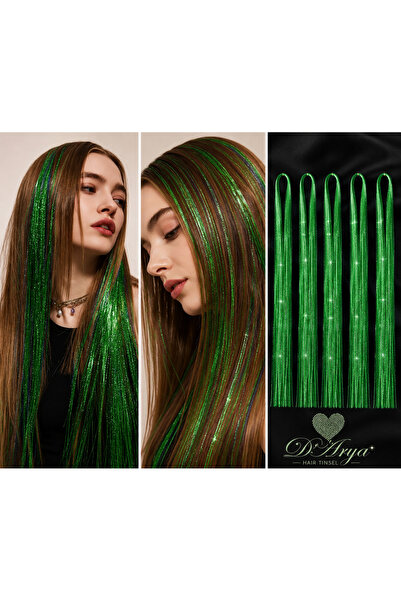 Darya DD685 Yeşil Işıltılı Tinsel Saç Simi – Uzun Model