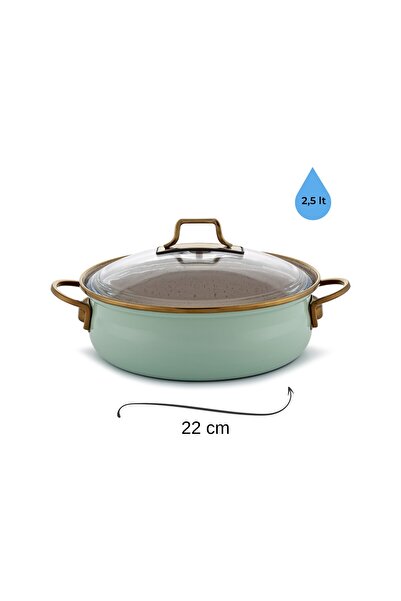 Bonera Emaye Vintage Güveç 6 Parça Tencere Seti 16-20-22 cm - Su Yeşili - Granit İç Kaplama