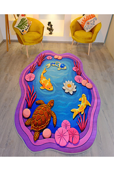 Rugs Modern Halı SDT Japon Göleti Uzak Doğu Esintili Mor Dokuma Taban Dekorat...