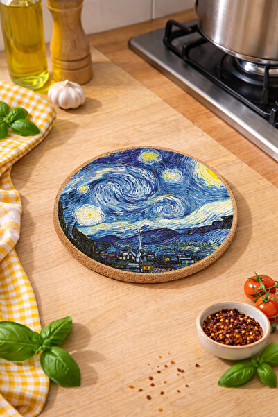 iyi fikirler Van Gogh Yıldızlı Gece Mantar Nihale Tencere Tava Altlığı 19cm Ç...