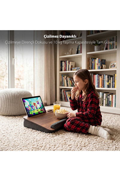 Vigo Wood Minderli Laptop Sehpası Ceviz-LS019