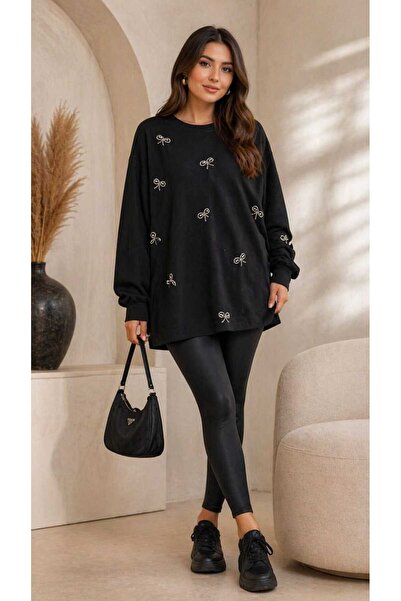 Belkız kadın fiyonk detaylı sweatshirt kadın tesettür tunik