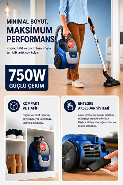 Philips Yeni LED Işıklı Başlık 2000 Serisi 750 W Torbasız Süpürge