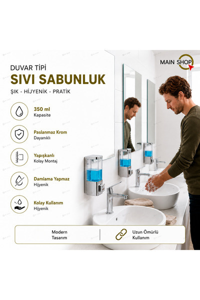 MAİN SHOP 3 Adet Hastane Otel Restoran Okul Banyo Mutfak Uyumlu Şeffaf Haznel...