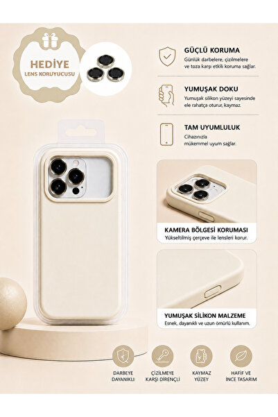 HYPERSOFT Iphone 17 Pro Max (6.9 inç) Uyumlu İçi Kadife Dışı Leke Tutmaz Lans...