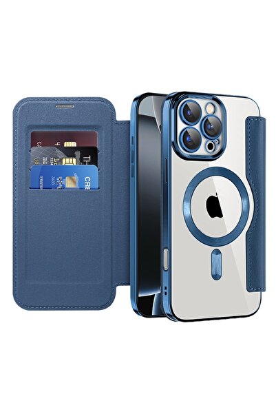 Techsuit Калъф за iPhone 16 Pro - SmartMag Book Case - Син