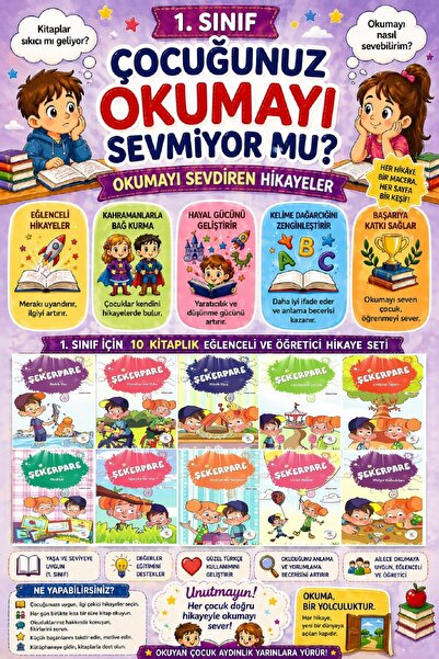 5 Renk Yayınları 1 .Sınıf Okumayı Sevdiren 10 lu Hikaye Seti - 2 (16 sayfa)