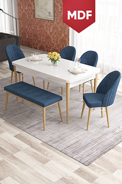 Canisa Concept Elf Serisi 80x132 MDF Beyaz Masa Doğal Ahşap Ayak Beyaz Kafesl...