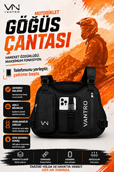 vantro Telefon Tutuculu motorcu Göğüs Çantası – Moto & Spor İçin POV Çekim Ça...