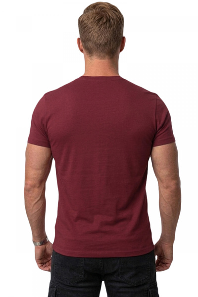 DeepSEA Bordo Erkek/unisex Slim Fit Dar Kesim Bisiklet Yaka Pamuklu Likralı Basic Tişört 1801131