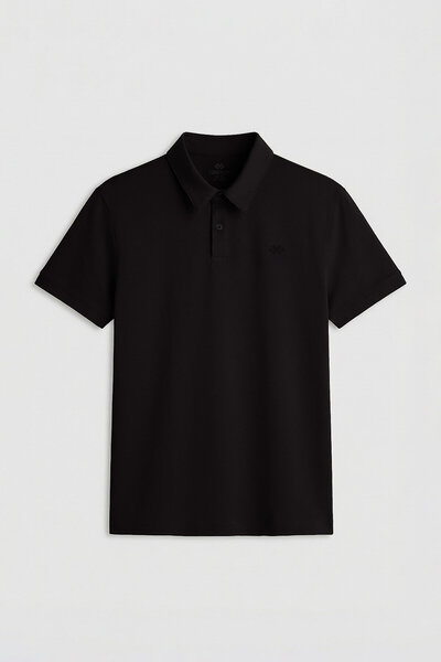 TOMMY LIFE Ανδρικό μπλουζάκι Polo Neck Μαύρο T08ER-87748