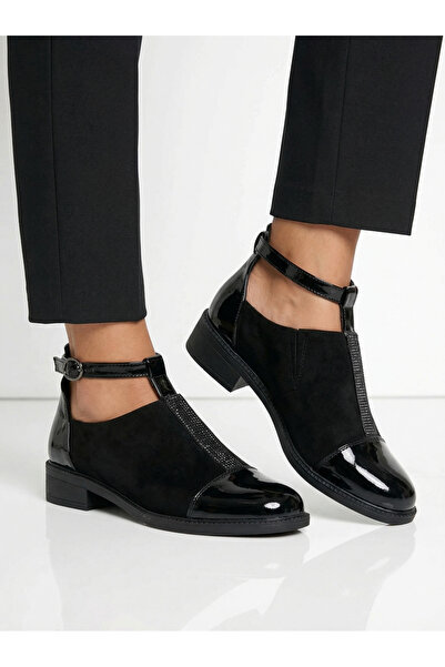 Zaira Pantofi casual dama negri din piele ecologica lacuita Kara #24662