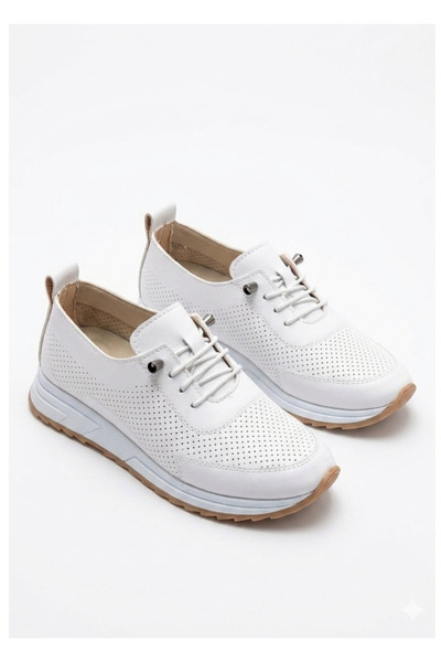 Tone White Rubber Lace-Up Orthopedic Mother Sports Shoes - Narrow Mold 1 Size Prefer Large