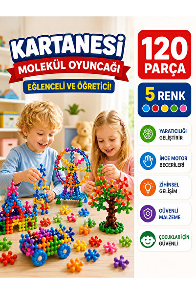 Erbek 120 Parça Kar Tanesi Eğitici Molekül 5 Renk Stem Eğitimi Uyumlu Eğitici...