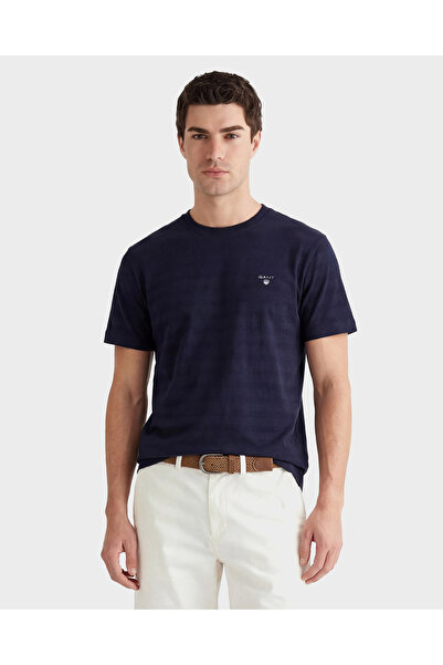 Gant Erkek Lacivert Bisiklet Yaka Regular Fit T-Shirt