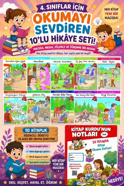 Ata Yayıncılık 4.Sınıflar İçin Okumayı Sevdiren 10 lu Hikaye Seti (Kitap Okum...