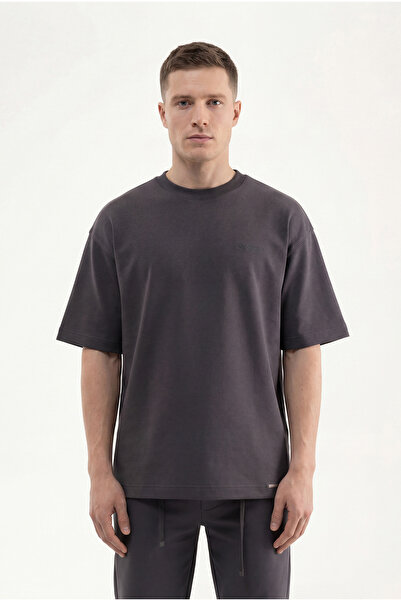 Machinist Tricou oversize Basic Double Face pentru bărbați, antracit