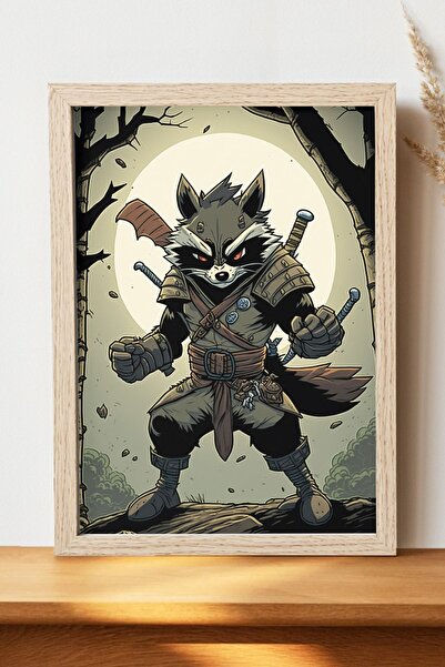 Luna Marissa Αφίσα Ninja Raccoon - Αφίσα τοίχου από γυαλιστερό χαρτί χωρίς πλ...