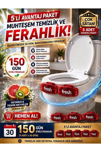 Fresh Products Fresh Clip WC Koku Giderici Kivi & Greyfurt Aromalı 5’li Avant...