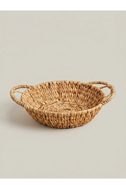 ELZEY HOME Wicker Round Decorative Tray M 32x32x7 Cm Natural