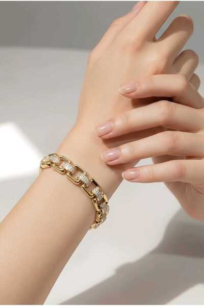 OEM Bratara cubaneza inoxidabila placata cu aur 14 k