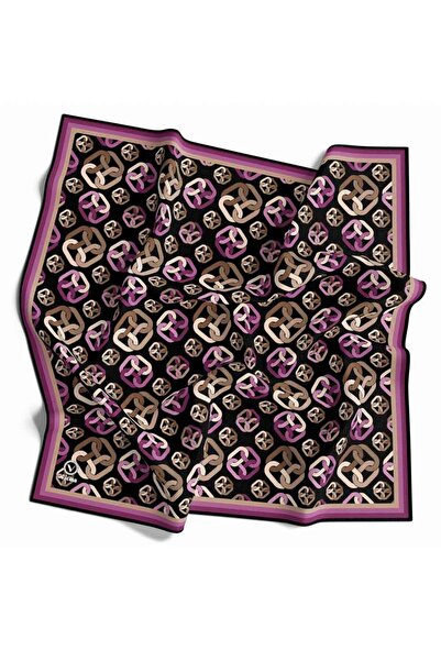 VİOLLA Kristal Zincir Motif Desenli Mürdüm Renkli 90x90 Eşarp (İpek İçermez) ...