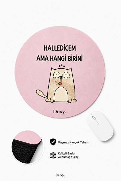 Duxy Espirili Kauçuk Mouse Pad, 19 cm, Kaymaz Taban, Ev Ofis Oyun için Rahat ...