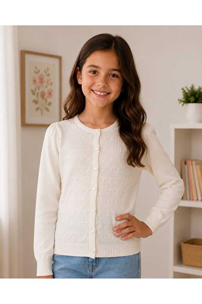 Çıtırkids Çiçek Desenli Beyaz Hırka