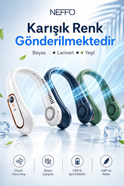 NEFFO BOYUNA TAKILAN FAN MİNİ KLİMA SERİNLETİCİ VANTİLATÖR LED EKRANLI 3 SEVİ...
