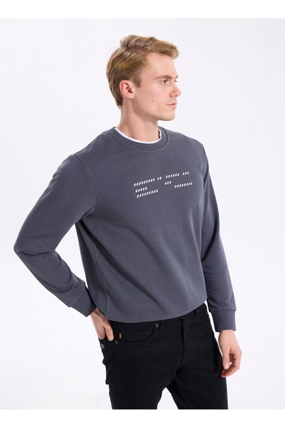 ALTINYILDIZ CLASSICS Antrasit Erkek Bisiklet Yaka Standart Sweatshirt ACE0522...