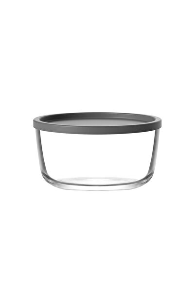 LAV Round Glass Storage Container Single Small Size 380 ml Round Gray Plastic...