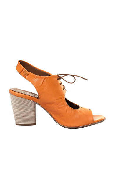 Generic Brand Pantofi din piele portocalie, sandale cu toc pentru femei 01wn0100