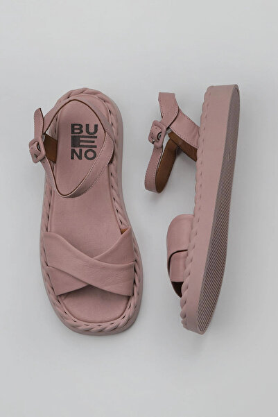 Bueno Shoes Γυναικεία φλατ σανδάλια από δέρμα Dusty Rose 01wy9102