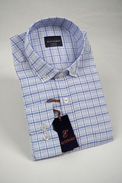 elitpark Royal grid plaid cotton pocketed men's shirt