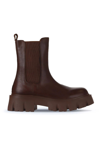 Bueno Shoes Ταν Δερμάτινα Γυναικεία Μποτάκια με Τακούνι 01wv4600
