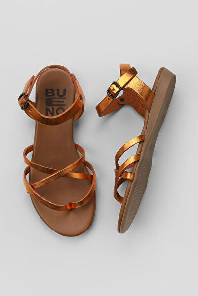 Bueno Shoes Sandale Flip Flops de damă din piele portocalie strălucitoare 01w...