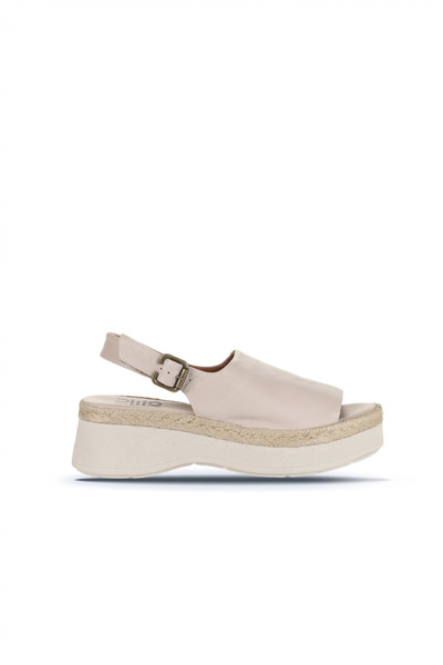 Bueno Shoes صندل نسائي مسطح من الجلد باللون البيج 01wy8208
