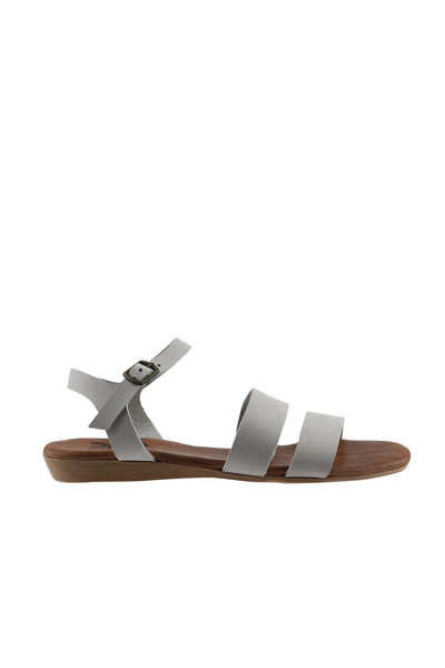 Bueno Shoes Sandale plate pentru femei din nubuc gri 01wu7436