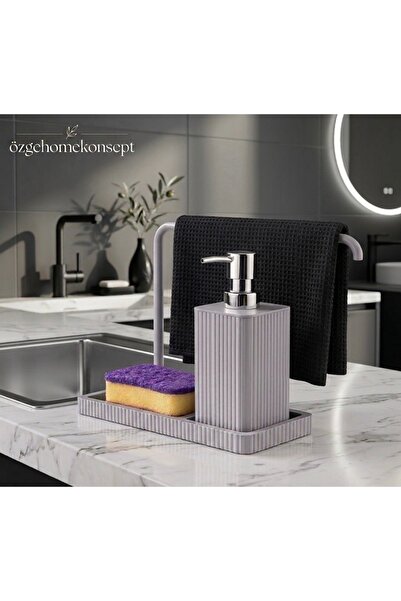 Baroness Over-The-Sink Liquid Soap Dispenser & Sponge Holder Set – Modern Des...