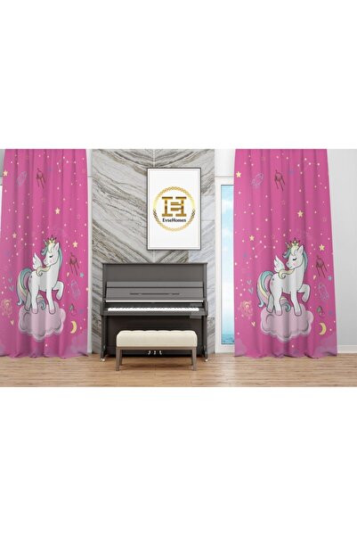 EVSEHOMES Cortina de fundal cu o singură aripă Pink Space Unicorn