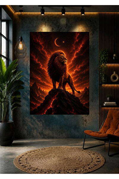 Galatea Treasures Çerçevesiz Aslan Temalı Dekoratif Duvar Posteri