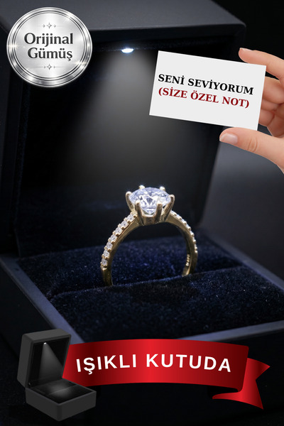 CARAT STONE Işıklı Kutuda 1.25 Carat Kadın Gümüş Yüzük
