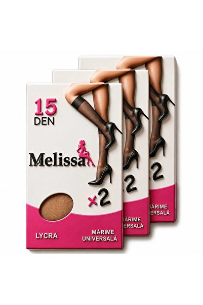 Melissa SET 3 CUTII - SOSETE 3/4 LYCRA (2 perechi/ cutie) - BEJ